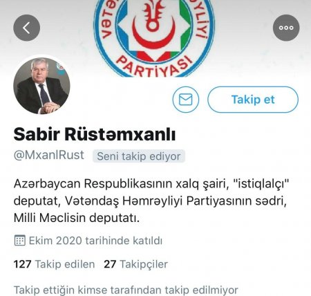 Ermənilər Rüstəmxanlının adına saxta profil yaratdı - Foto