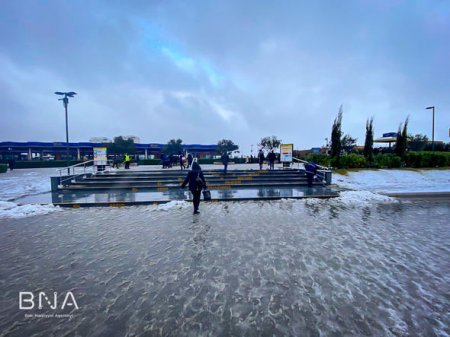 Qarlı havaya görə Bakının bəzi yollarında sürət həddi endirildi - FOTO