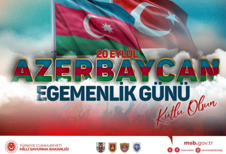 Türkiyə Müdafiə Nazirliyi Azərbaycanı Dövlət Suverenliyi Günü münasibətilə təbrik edib Türkiyə Müdafiə Nazirliyi Azərbaycanı Dövlət Suverenliyi Günü münasibətilə təbrik edib